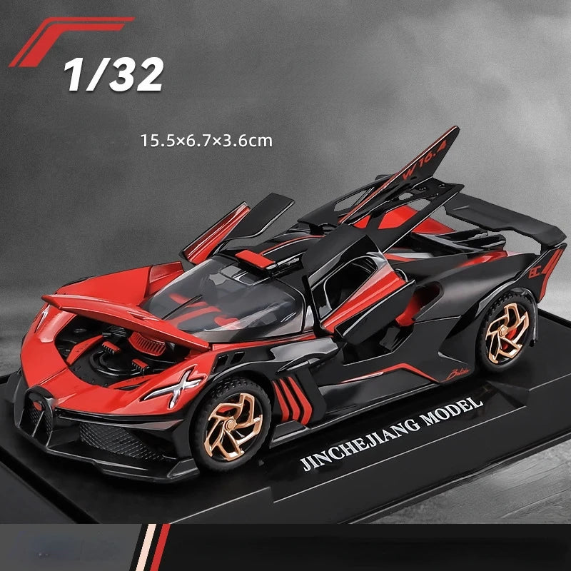 1:32 Bugatti Bolide Alloy Sport Car Model Toys Diecasts Metal Vehicle with Sound Light Pull Back Decoration Boy Gifts