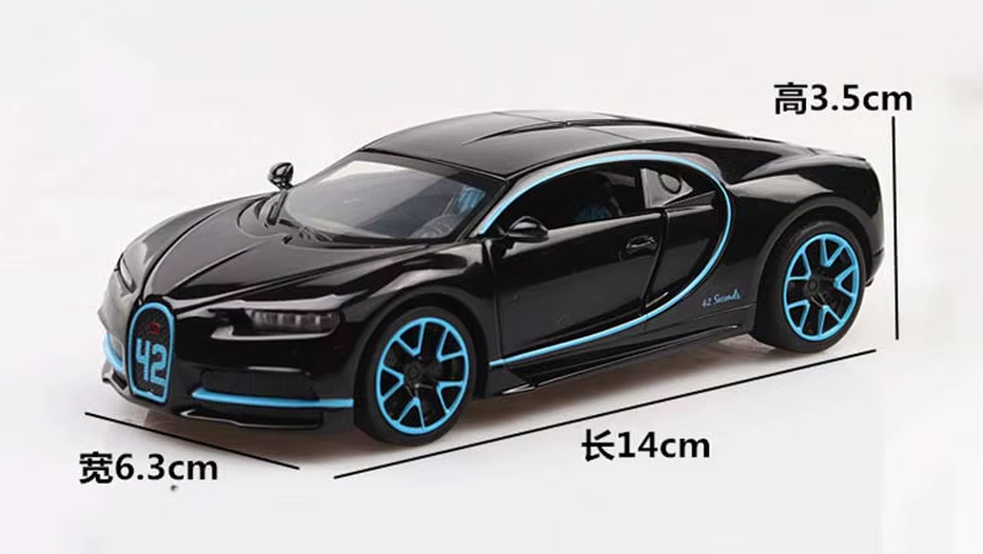 1/32 Bugatti Chiron Pull Back Alloy Sports Car Model Die Cast Toy Simulation Sound Light Super Racing Vehicle Toys