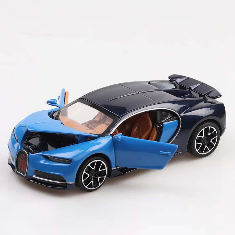 1/32 Bugatti Chiron Pull Back Alloy Sports Car Model Die Cast Toy Simulation Sound Light Super Racing Vehicle Toys
