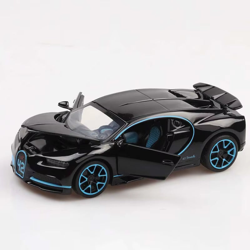 1/32 Bugatti Chiron Pull Back Alloy Sports Car Model Die Cast Toy Simulation Sound Light Super Racing Vehicle Toys