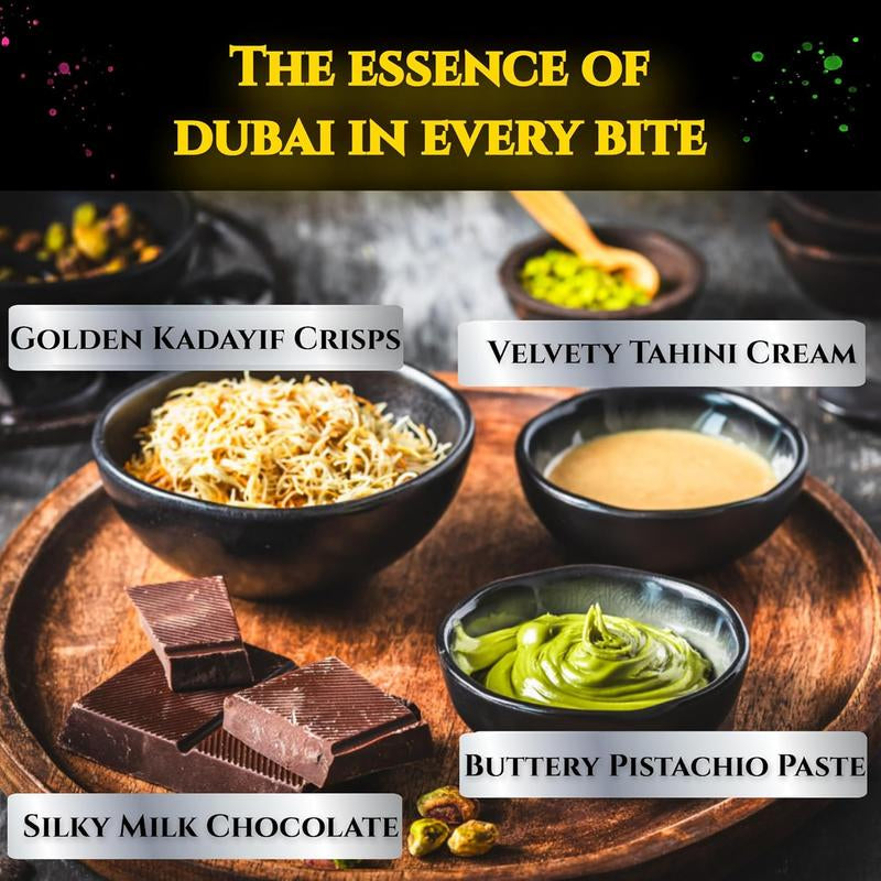 Dubai-Style Chocolate Bar 3 Pack | 7 Oz of Authentic Luxurious Middle Eastern Indulgence | Premium Milk Chocolate, Golden Kadayif Crisps, Velvety Tahini & Hand-Harvested Pistachios – Imported from Turkey - Now Comes with Ice Pack Tiktok Viral