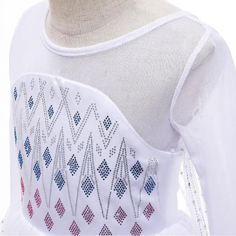 Girls Princess Costume Set Fairy Tale Dress with Crown & Magic Wand for Halloween Christmas Cosplay Parties