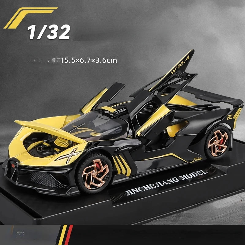 1:32 Bugatti Bolide Alloy Sport Car Model Toys Diecasts Metal Vehicle with Sound Light Pull Back Decoration Boy Gifts