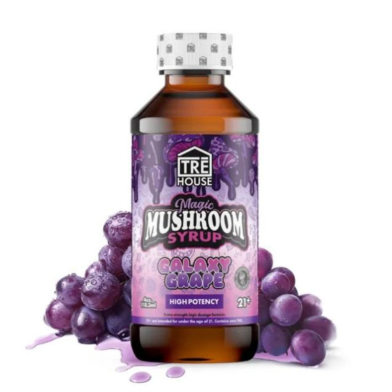 Tre House Magic Mushrooms Syrup Sweet Taffy Beverage Flavor - 23 Servings of High-Potency Syrup with Natural Grape Taste, Vegan Option Available