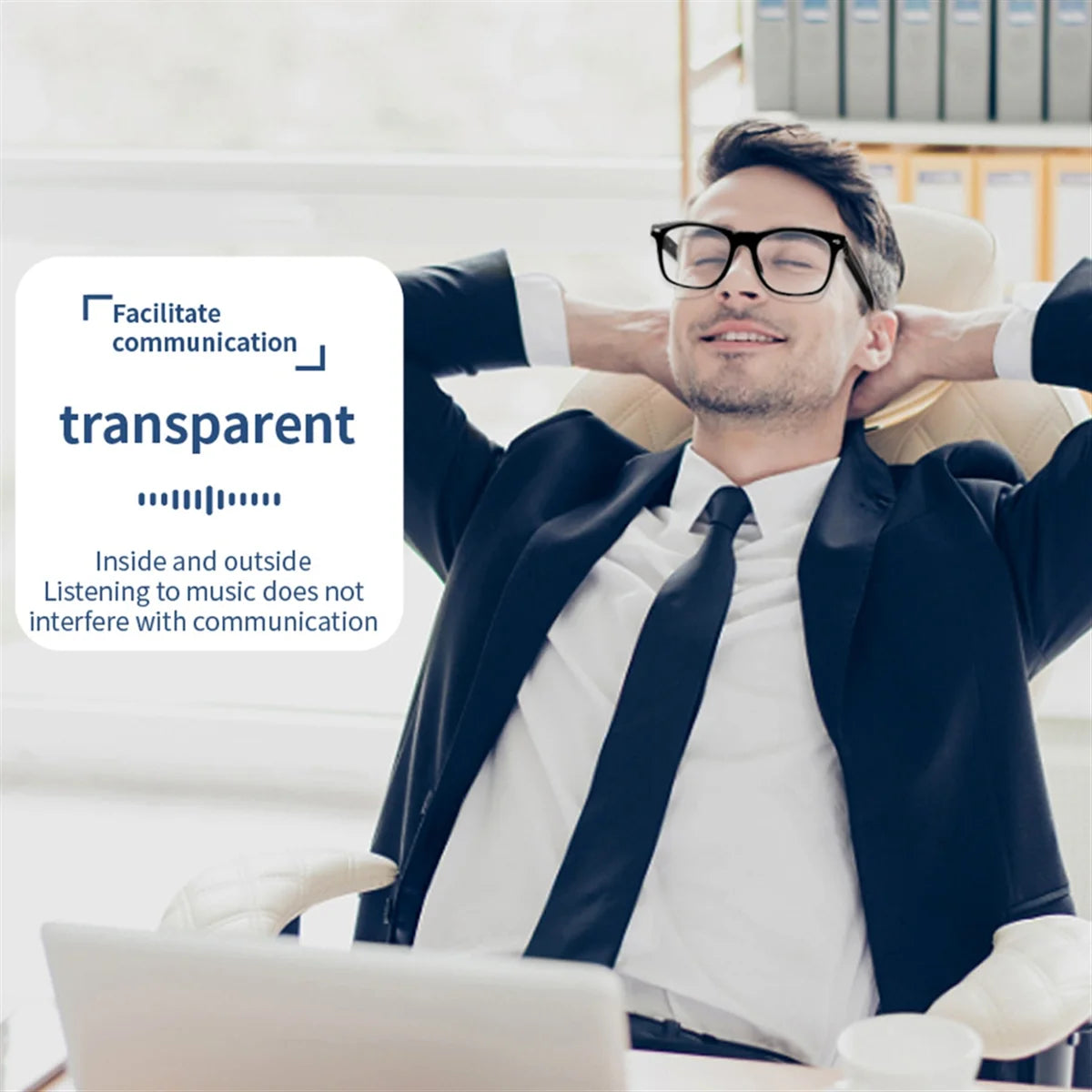 E13 Smart Glasses Wireless Bluetooth 5.0 Glasses with Headphones Hands-Free Calling Music Photograph,Black C