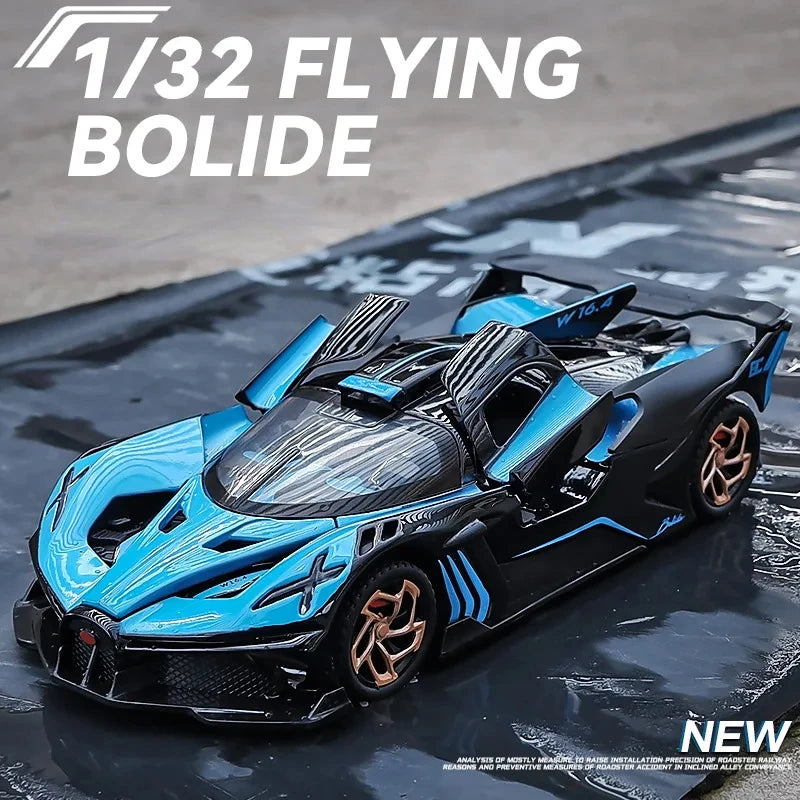 1:32 Bugatti Bolide Alloy Sport Car Model Toys Diecasts Metal Vehicle with Sound Light Pull Back Decoration Boy Gifts