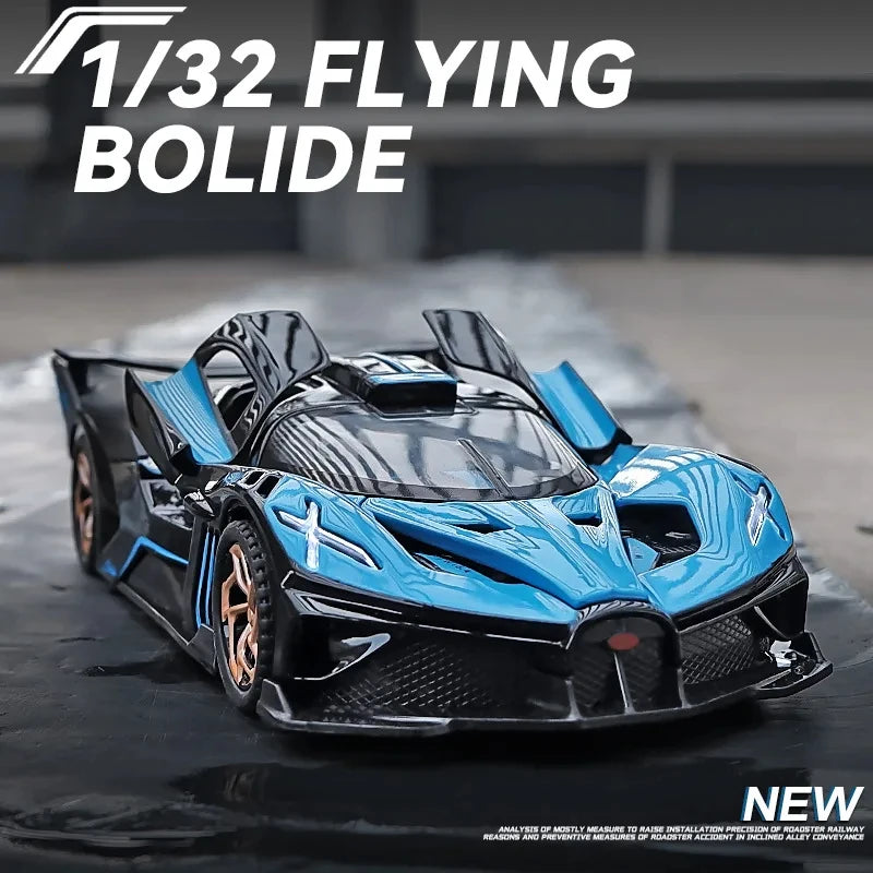 1:32 Bugatti Bolide Alloy Sport Car Model Toys Diecasts Metal Vehicle with Sound Light Pull Back Decoration Boy Gifts