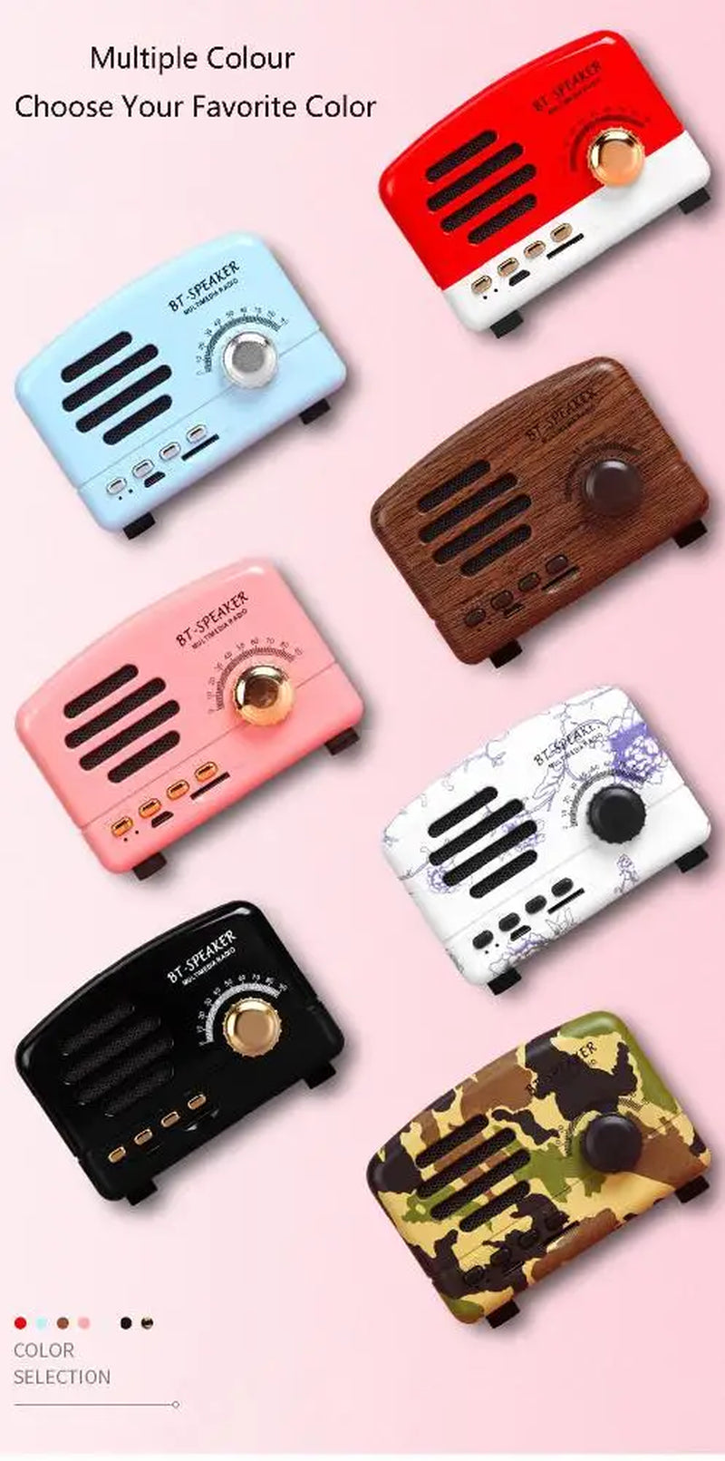 Retro Portable Bluetooth Speaker Classic Music Player Mini Wireless Bluetooth Speaker Radio USB/TF Card Soundbox Music Box