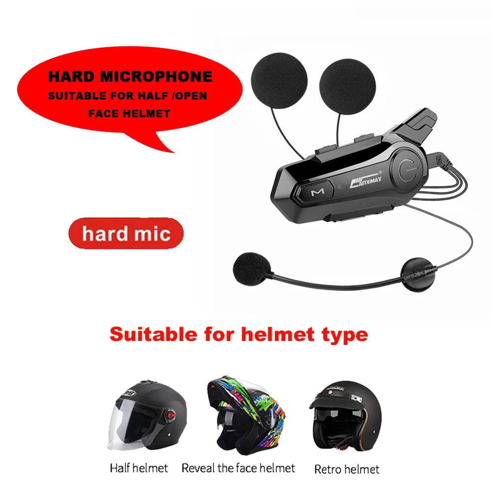 Bluetooth Motorcycle Intercom Helmet Headset for 2 Rider 1000M Intercomunicador Wireless Handsfree-Call Walkie Helmet Talkie