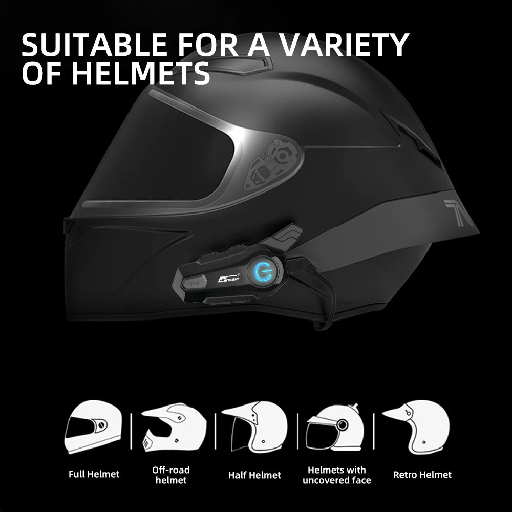 Bluetooth Motorcycle Intercom Helmet Headset for 2 Rider 1000M Intercomunicador Wireless Handsfree-Call Walkie Helmet Talkie