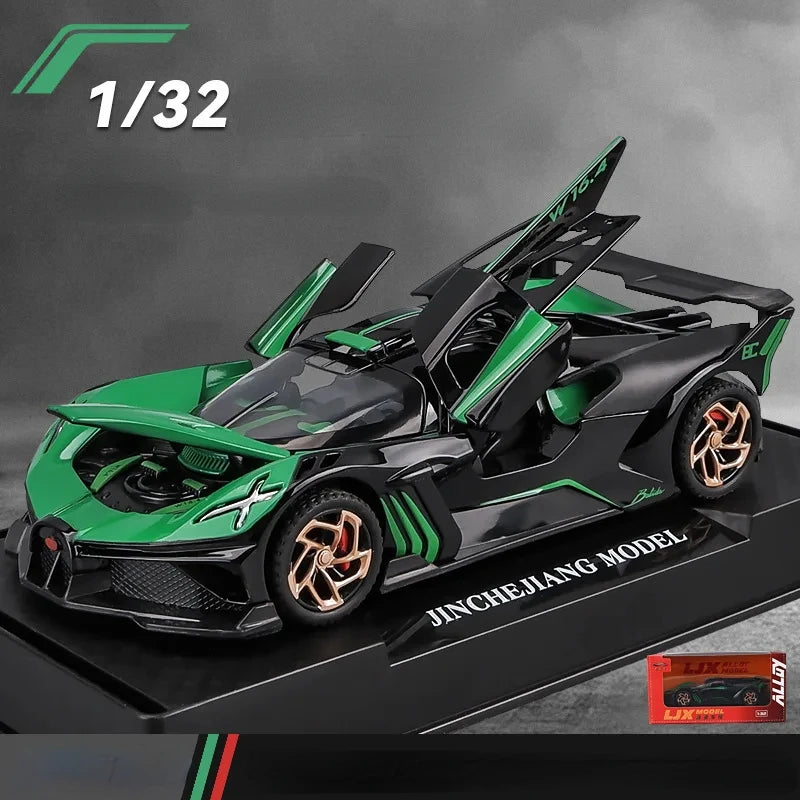 1:32 Bugatti Bolide Alloy Sport Car Model Toys Diecasts Metal Vehicle with Sound Light Pull Back Decoration Boy Gifts