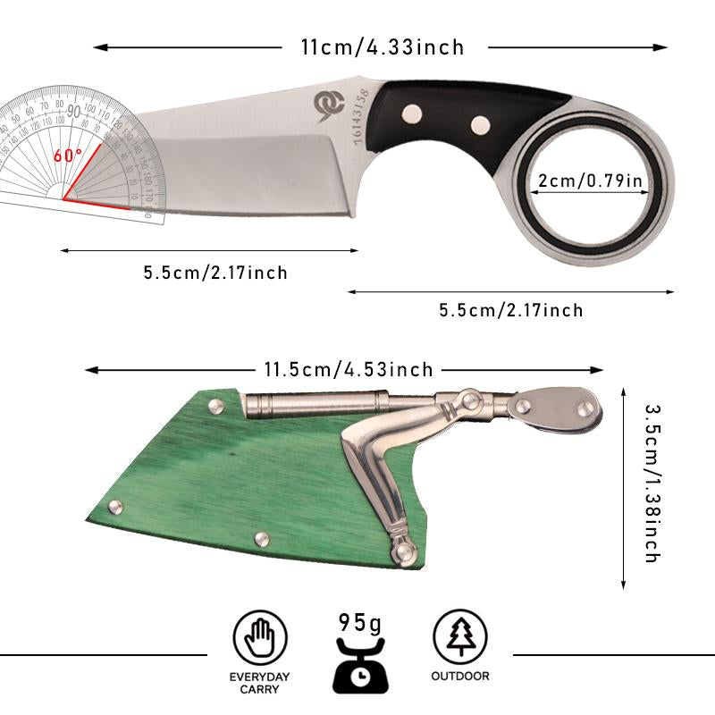 Damascus Steel Folding Knife with Wood Handle - Mechanical Magic Pocket Knife | Kitchen Peeling Tool & Unique Gift