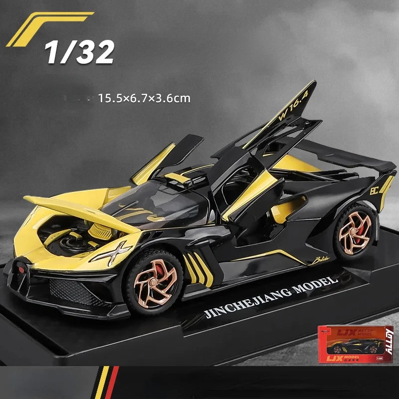 1:32 Bugatti Bolide Alloy Sport Car Model Toys Diecasts Metal Vehicle with Sound Light Pull Back Decoration Boy Gifts