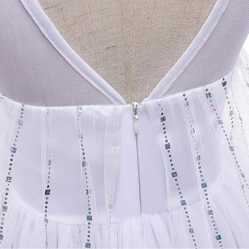 Girls Princess Costume Set Fairy Tale Dress with Crown & Magic Wand for Halloween Christmas Cosplay Parties