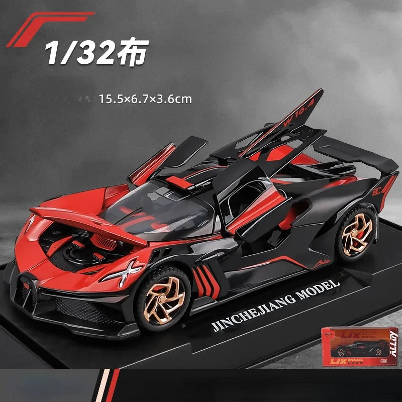1:32 Bugatti Bolide Alloy Sport Car Model Toys Diecasts Metal Vehicle with Sound Light Pull Back Decoration Boy Gifts