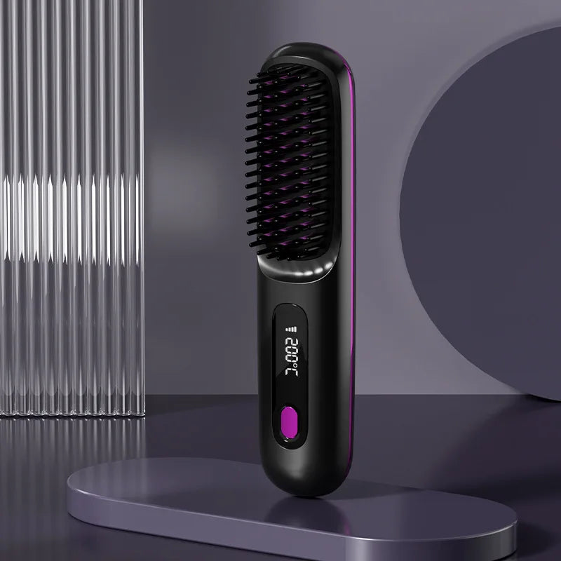 Wireless Comb Hot Selling USB Rechargeable 2500Mah Wireless Electric Iron Light Weight Hair Straighten Brush