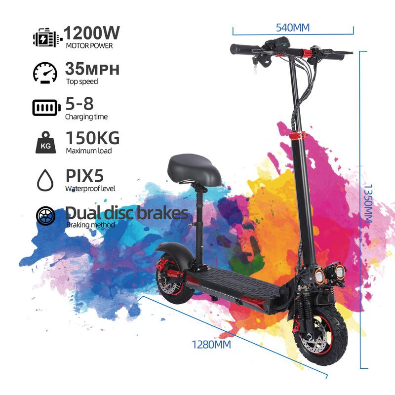 35MPH SPEED MONSTER! 1200W BEAST + OFF-ROAD TIRES, FOLDS in SECONDS to FIT ANY TRUNK! COMMUTER’S DREAM ️