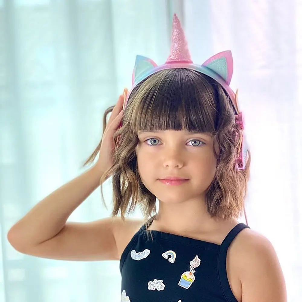 QMEOW Cute Box Unicorn Wired Headphone with Microphone Girl Daughter Music Stereo Earphone Computer Phone Headset Kids Gift