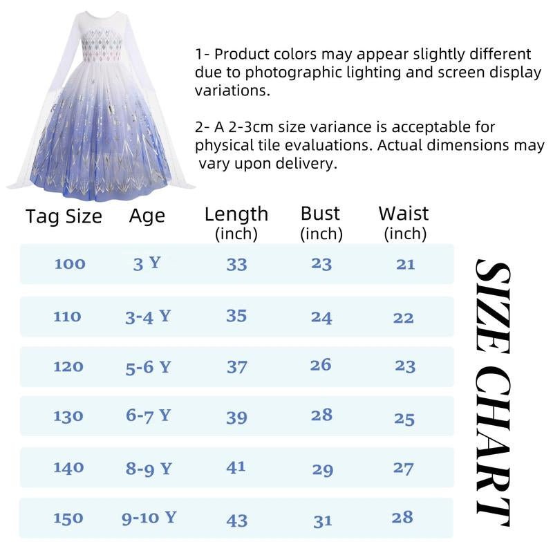 Girls Princess Costume Set Fairy Tale Dress with Crown & Magic Wand for Halloween Christmas Cosplay Parties