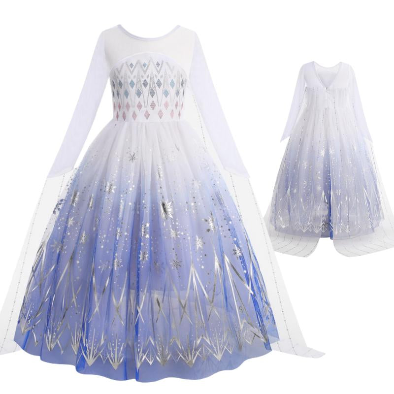 Girls Princess Costume Set Fairy Tale Dress with Crown & Magic Wand for Halloween Christmas Cosplay Parties