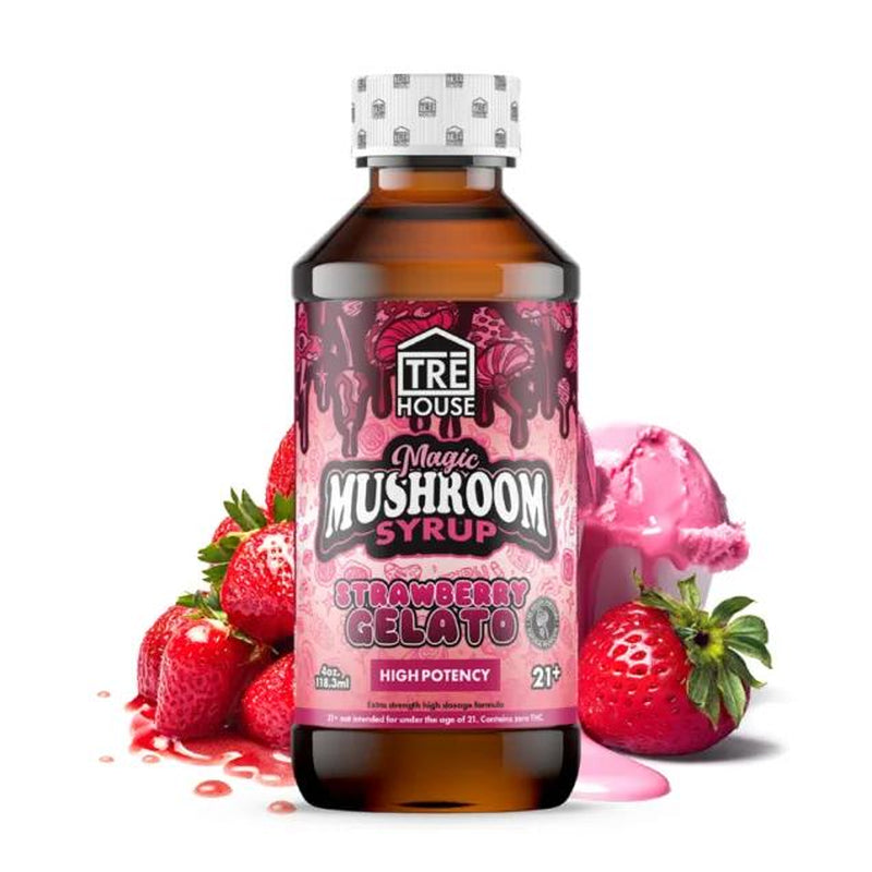 Tre House Magic Mushrooms Syrup Sweet Taffy Beverage Flavor - 23 Servings of High-Potency Syrup with Natural Grape Taste, Vegan Option Available