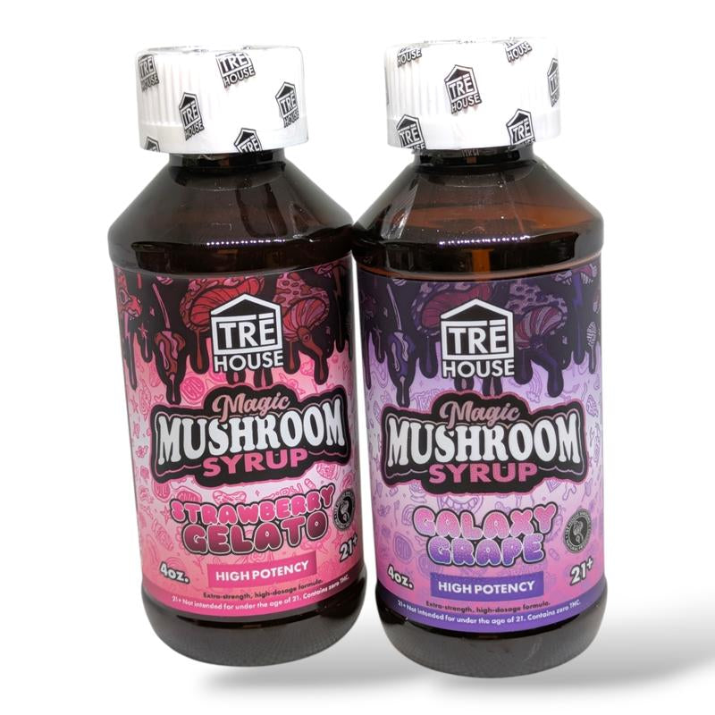 Tre House Magic Mushrooms Syrup Sweet Taffy Beverage Flavor - 23 Servings of High-Potency Syrup with Natural Grape Taste, Vegan Option Available