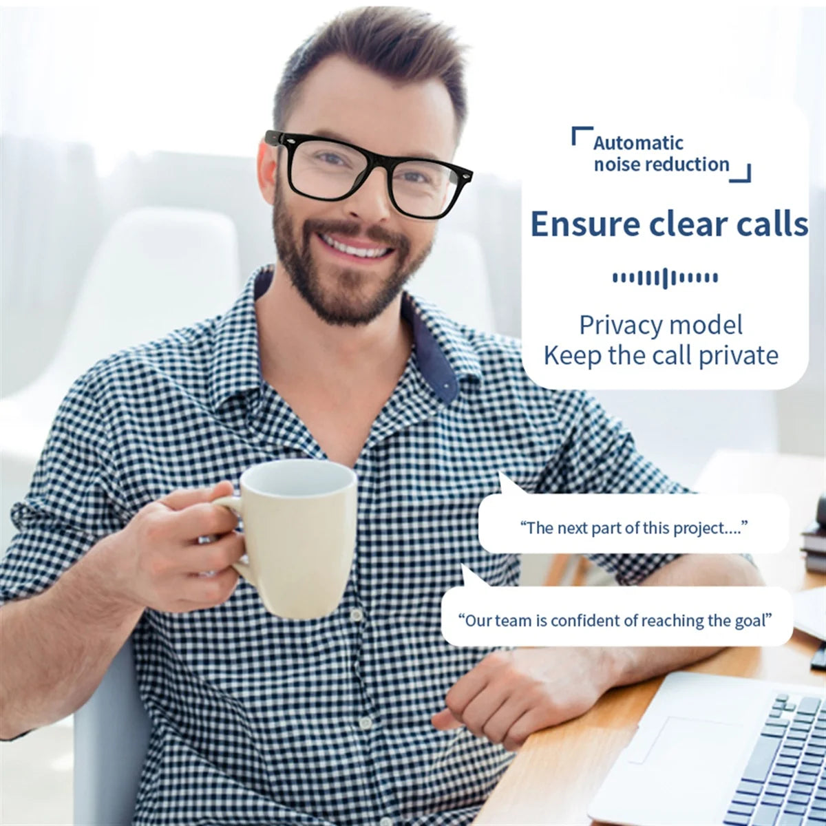 E13 Smart Glasses Wireless Bluetooth 5.0 Glasses with Headphones Hands-Free Calling Music Photograph,Black C