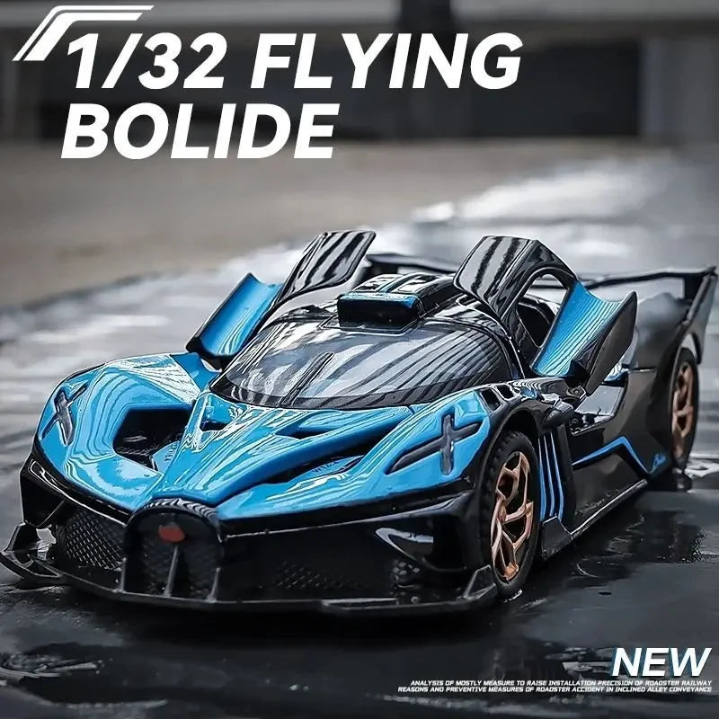 1:32 Bugatti Bolide Alloy Sport Car Model Toys Diecasts Metal Vehicle with Sound Light Pull Back Decoration Boy Gifts
