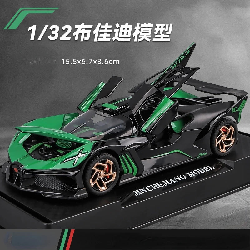 1:32 Bugatti Bolide Alloy Sport Car Model Toys Diecasts Metal Vehicle with Sound Light Pull Back Decoration Boy Gifts
