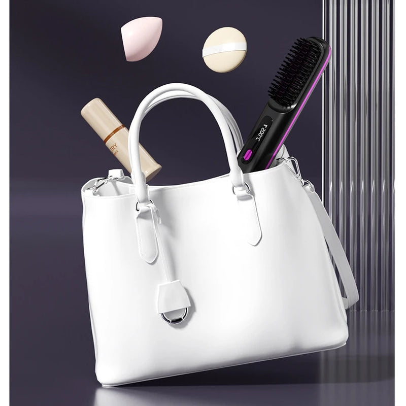 Wireless Comb Hot Selling USB Rechargeable 2500Mah Wireless Electric Iron Light Weight Hair Straighten Brush