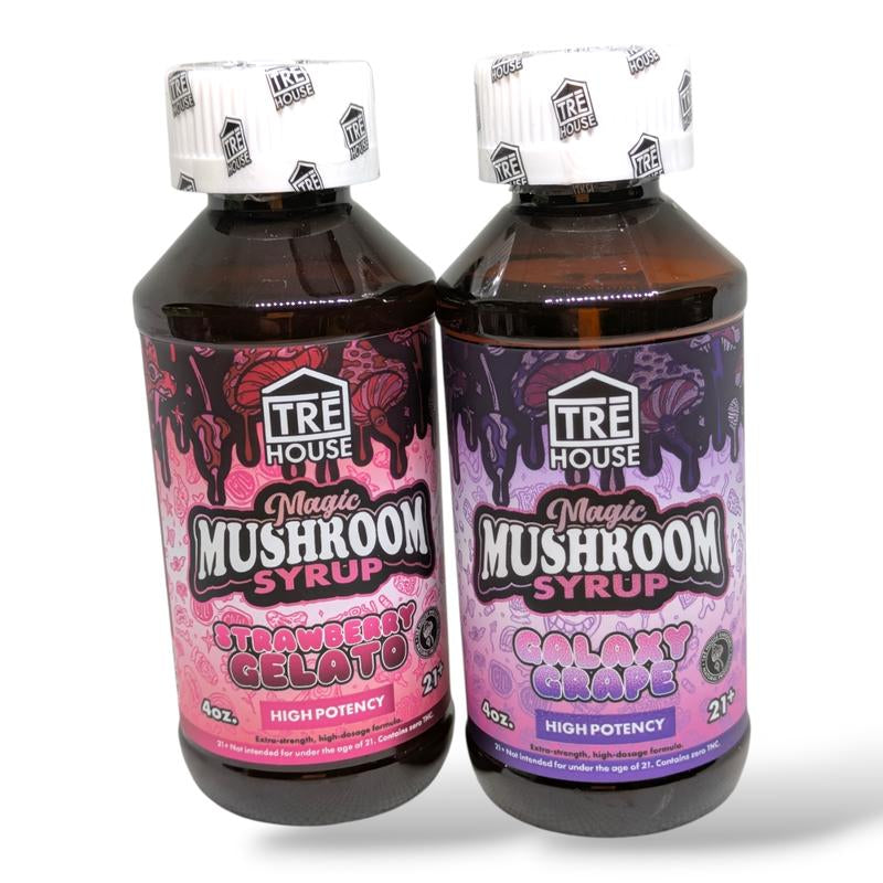 Tre House Magic Mushrooms Syrup Sweet Taffy Beverage Flavor - 23 Servings of High-Potency Syrup with Natural Grape Taste, Vegan Option Available