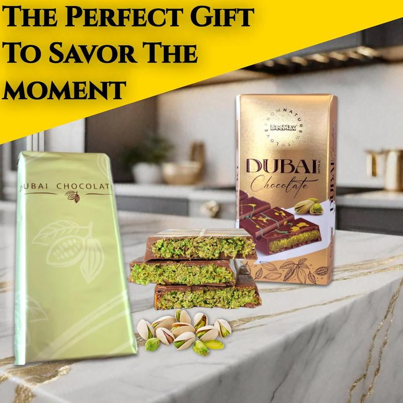 Dubai-Style Chocolate Bar 3 Pack | 7 Oz of Authentic Luxurious Middle Eastern Indulgence | Premium Milk Chocolate, Golden Kadayif Crisps, Velvety Tahini & Hand-Harvested Pistachios – Imported from Turkey - Now Comes with Ice Pack Tiktok Viral