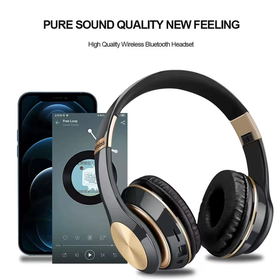 Bluetooth 5.0 Gaming Headphones Blutooth T5 Music Foldable Earphone Bluetooth Wireless Earphones for Phone Wired Headset Gamer