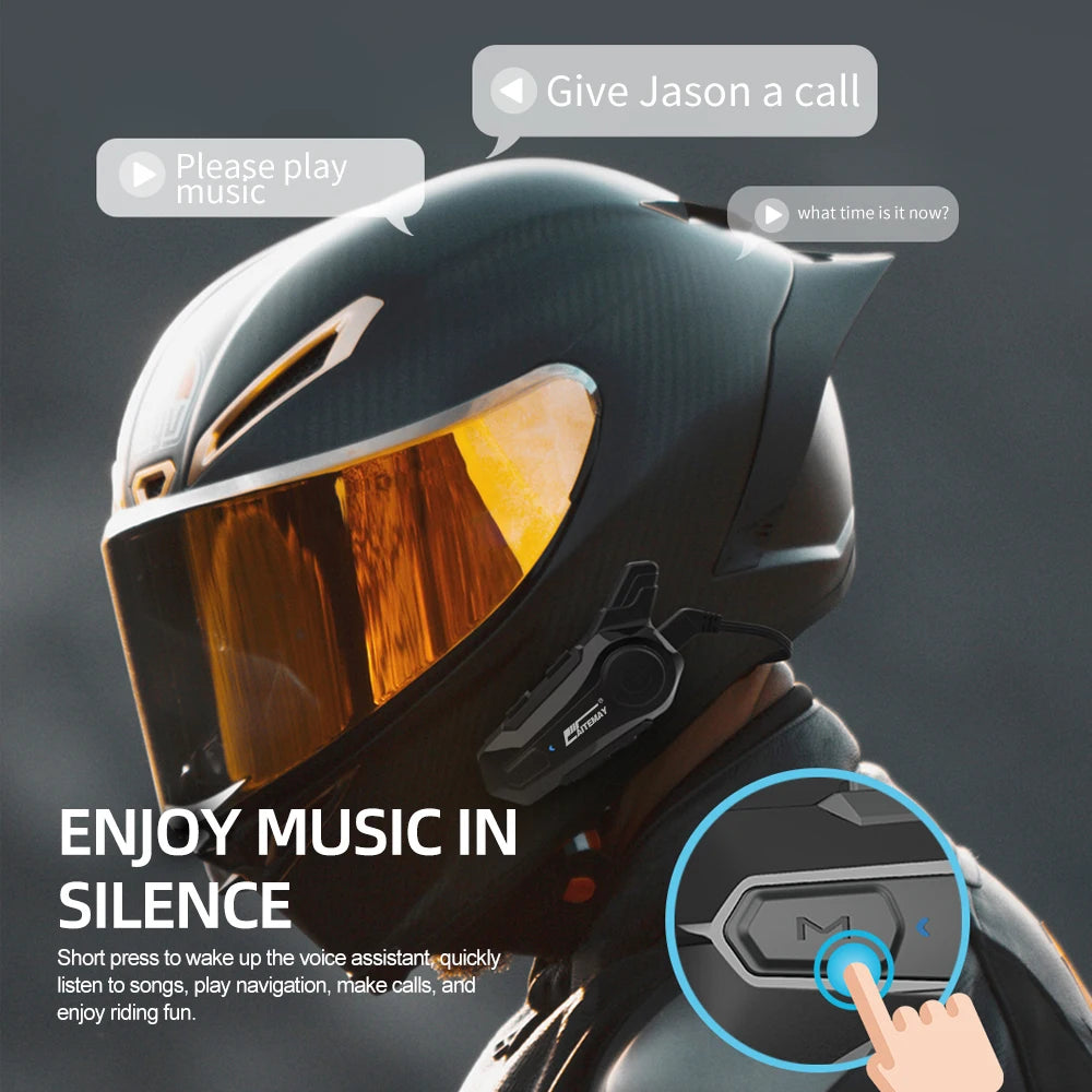 Bluetooth Motorcycle Intercom Helmet Headset for 2 Rider 1000M Intercomunicador Wireless Handsfree-Call Walkie Helmet Talkie