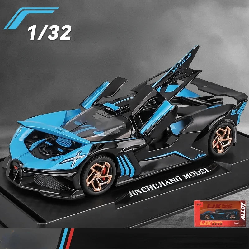 1:32 Bugatti Bolide Alloy Sport Car Model Toys Diecasts Metal Vehicle with Sound Light Pull Back Decoration Boy Gifts