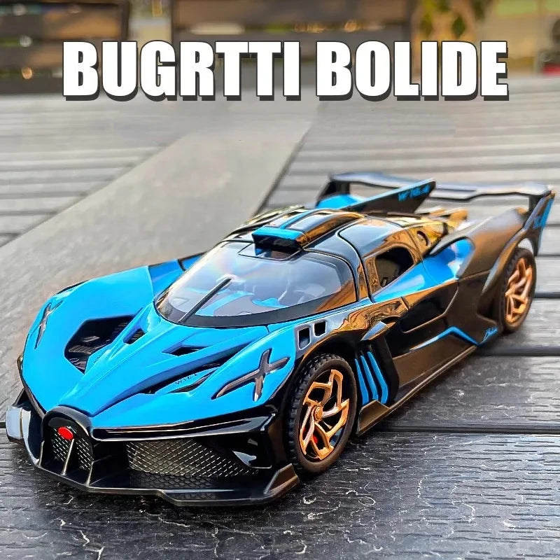 1:32 Bugatti Bolide Alloy Sport Car Model Toys Diecasts Metal Vehicle with Sound Light Pull Back Decoration Boy Gifts