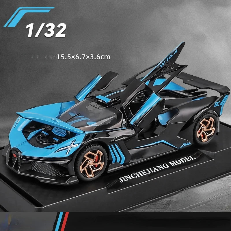 1:32 Bugatti Bolide Alloy Sport Car Model Toys Diecasts Metal Vehicle with Sound Light Pull Back Decoration Boy Gifts