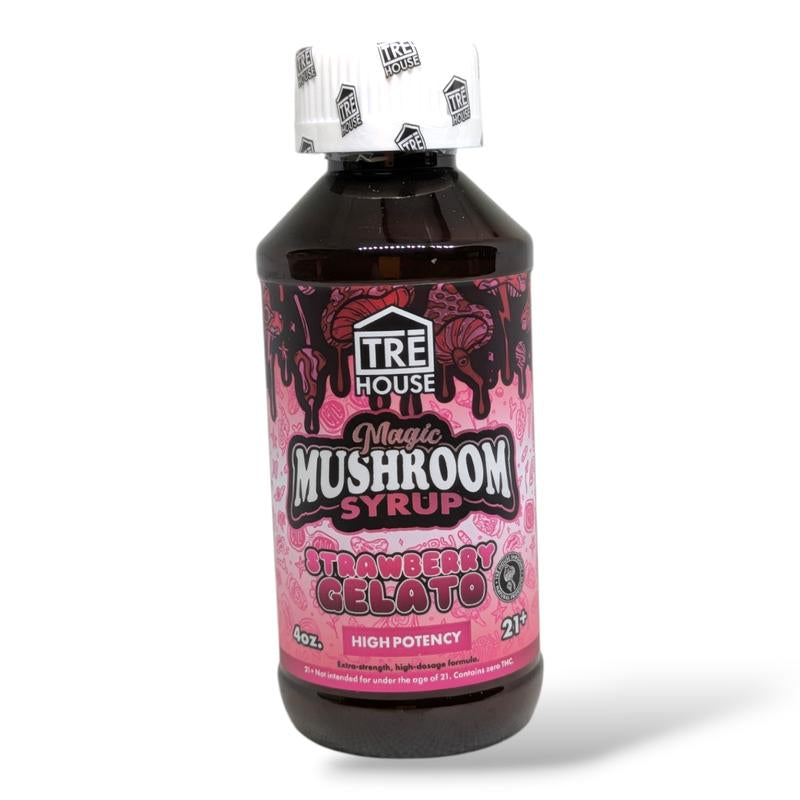 Tre House Magic Mushrooms Syrup Sweet Taffy Beverage Flavor - 23 Servings of High-Potency Syrup with Natural Grape Taste, Vegan Option Available
