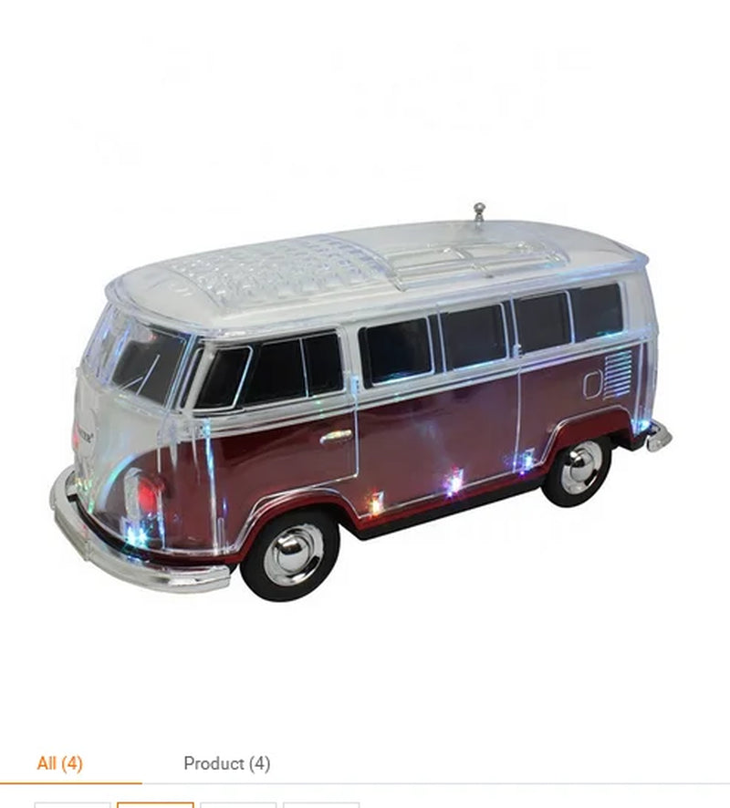 WS-267BT Crystal Car Shape Bus Bluetooth Speaker with TF USB FM AUX Handsfree LED Light