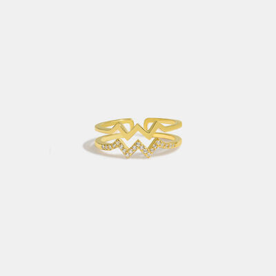 Wave Shape Inlaid Zircon Open Ring