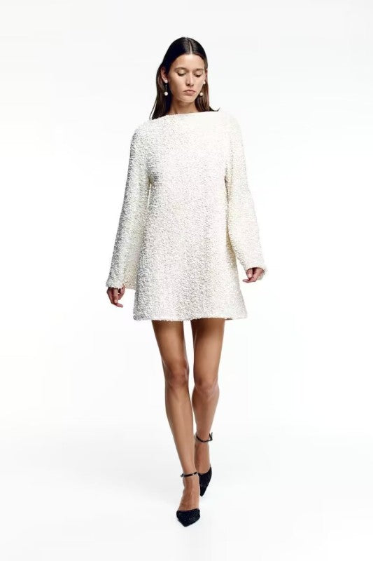 Round neck long sleeve loose sexy sequin dress