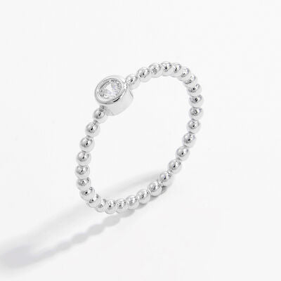 Zircon 925 Sterling Silver Bead Ring