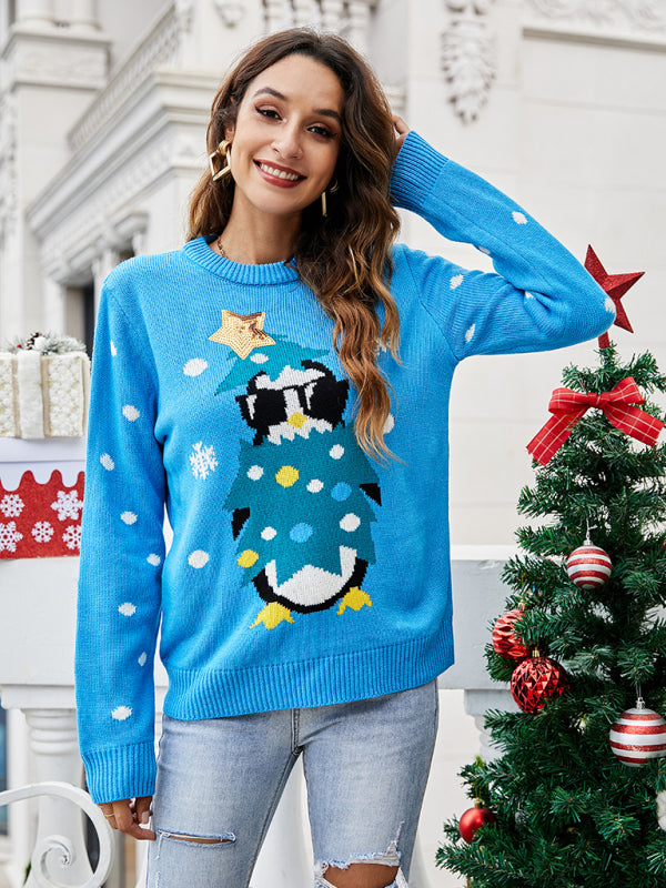 Women's pullover Christmas knitted long sleeve sweater